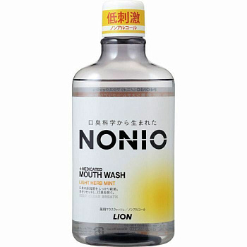 LION Ежедневный зубной ополаскиватель "Nonio" с длительной защитой от неприятного запаха (без спирта, легкий аромат трав и мяты) 600мл