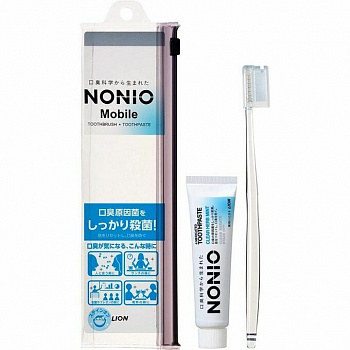 Lion Дорожный набор Nonio Mobile УЗКАЯ зубная щётка средней жёсткости и зубная паста 30 г