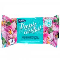 Aura Aura Влажные салфетки Tropic Coctail Освежающие, антибактериальные 15 шт