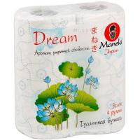 Maneki туалетная бумага Dream 3 слоя 167 листов 23 метра с голубым тиснением и ароматом утренней свежести 4 рулона