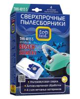 TOP HOUSE THN 4015 S Сверхпрочные нетканые пылесборники с антибактериальной обработкой для пылесосов BOSCH 4 шт.