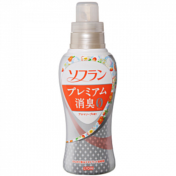 Lion Кондиционер для белья SOFLAN (защищающий от неприятного запаха до самого вечера Premium Deodorizer Zero- натуральный аромат цветочного мыла) 550 мл