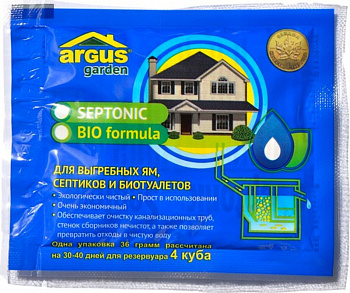 Средство для выгребных ям Argus, на 4 куба стоков, ТД.030004, 2 пакета, 36 г