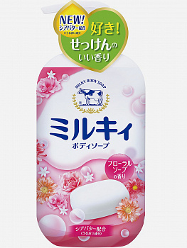 Cow молочное мыло для тела "Milky Body Soap", с аминокислотами шелка и ароматом цветов, 550 мл