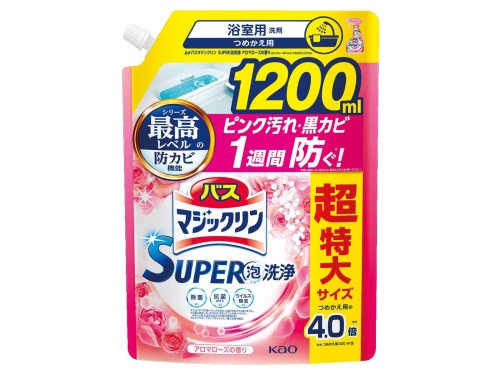 KAO Жидкость чистящая для ванны "Magiсclean" (предотвращающая образование розовой и чёрной плесени, с антибактериальным эффектом, аромат розы), мягкая упаковка с крышкой 1200 мл