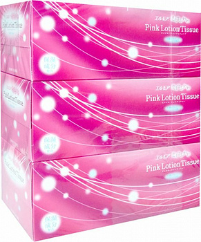 Kami Shodji Бумажные розовые двухслойные салфетки "ELLEMOI" "Pink"  с коэнзимом Q10, 180шт (спайка 3 пачки)