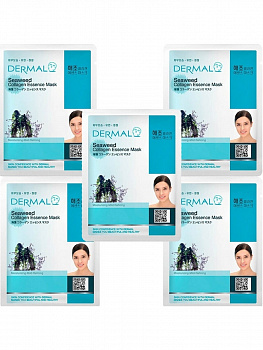 Набор Dermal Маска косметическая для лица коллагеновая, с экстрактом морских водорослей 5 шт
