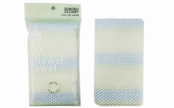 Sungbo Cleamy Мочалка для тела с объёмным плетением «Шишечки» "Cream Shower Towel" (мягкая) размер 22 см х 90 см