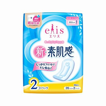 DAIO Классические гигиенические прокладки "Elis New skin Feeling" с мягкой поверхностью без крылышек (Нормал) 20,5 см, 26 шт. х 2 уп.