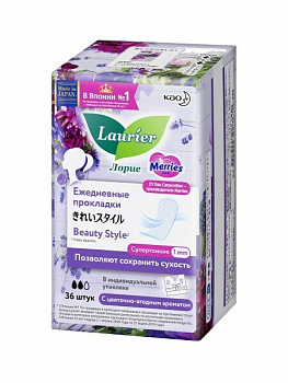 KAO Laurier Beauty Style Женские гигиенические прокладки на каждый день Blossom с цветочно-ягодным ароматом 36 шт