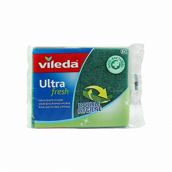 Vileda ULTRA FRESH ГУБКИ АНТИБАКТЕРИАЛЬНЫЕ 7*11,5 СМ 2 ШТ