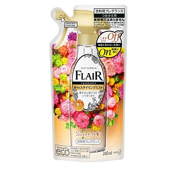 KAO Кондиционер-спрей "Humming" для тканей (c арома-сенсорами, элегантный аромат цветочного букета) 240 мл, мягкая упаковка