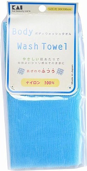 Kai-Razor мочалка для тела "Body Wash Towel", средней жесткости, цвет: голубой