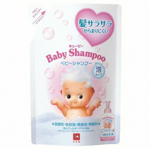 COW Детский шампунь-пенка для волос с первых дней жизни с ароматом детского мыла (Без слёз) Kewpie