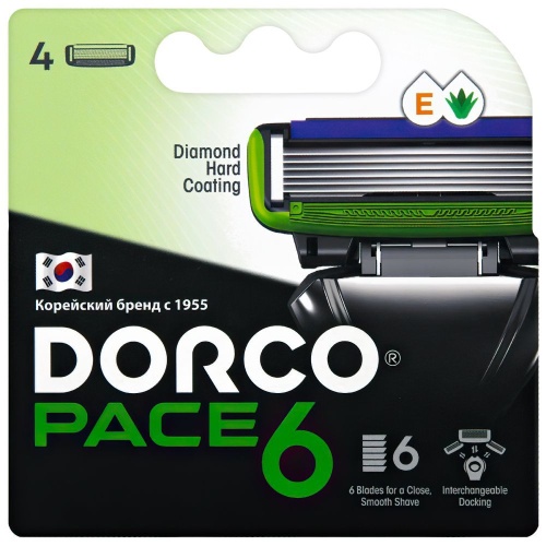 DORCO  PACE 6  NEW (4 шт.), кассеты с 6 лезвиями SXA1040