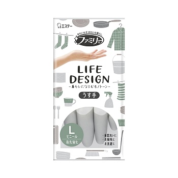 ST Виниловые перчатки "Family Life Design" (тонкие без внутреннего покрытия с уплотнением на кончиках пальцев + противовирусная защита) РАЗМЕР L, 1 пара