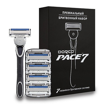 DORCO набор РАСЕ7 ЭКСКЛЮЗИВ (станок + 5 кассет) в подарочной упаковке