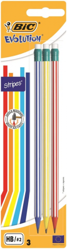 Bic Набор карандашей чернографитных Evolution Strips, 3 шт