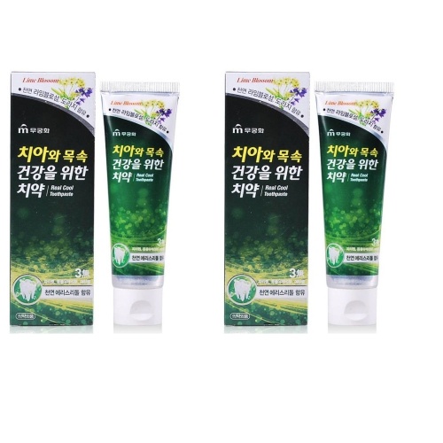 Набор Гелевая зубная паста Mukunghwa Real Cool охлаждающая с экстрактом липового цвета  2шт*110г