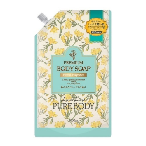 Mitsuei "Love Line" "Pure Body Freesia" увлажняющий гель для душа с аргановым маслом, гиалуроновой кислотой, коллагеном с ароматом фрезия 1000 мл