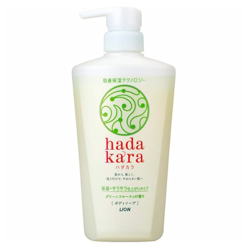 LION Увлажняющее жидкое мыло для тела "Hadakara" с ароматом зелёных фруктов (для жирной кожи) 480 мл, флакон