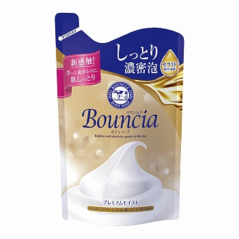 Cow Brand Сливочное жидкое мыло "Bouncia" для рук и тела с ароматом цветочного мыла 340 мл (мягкая упаковка)