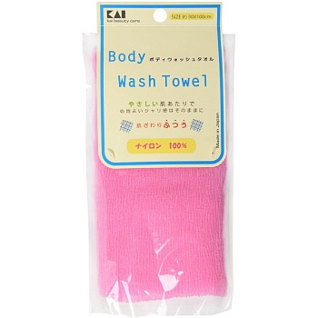 Kai-Razor мочалка для тела Body Wash Towel,  средней жесткости, цвет: розовый