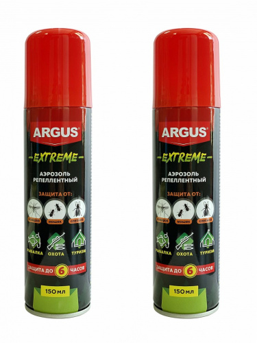 Набор ARGUS EXTREME аэрозоль репеллентный от комаров, мошек, слепней 150 мл 2 штуки