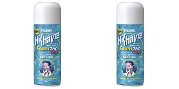 Набор Пена для бритья Feather HiShave MarineStage с морским коллагеном и экстрактом водорослей с лечебным эффектом, 260г*2шт