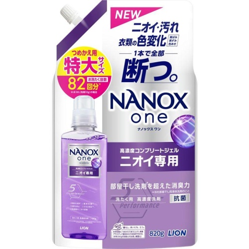 Lion Жидкое средство "Top Nanox One Odor" для стирки (дезодорирующее действие + сохранение цвета, суперконцентрат) 820 г, мягкая упаковка с крышкой