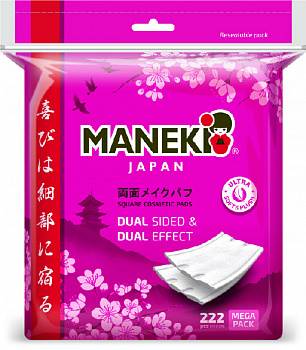 Maneki Подушечки косметические SAKURA прямоугольные с пресс-линиями и защипами 222 шт