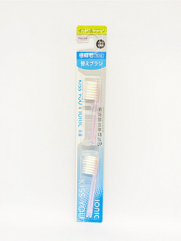 Сменные головки Hukuba Dental  для ионной зубной щетки компактные, мягкие, розовые 2шт