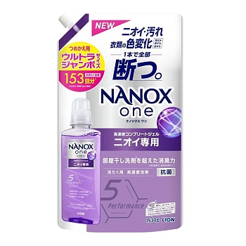 Lion Жидкое средство "Top Nanox One Odor" для стирки (дезодорирующее действие + сохранение цвета, суперконцентрат) 1530 г, мягкая упаковка с крышкой