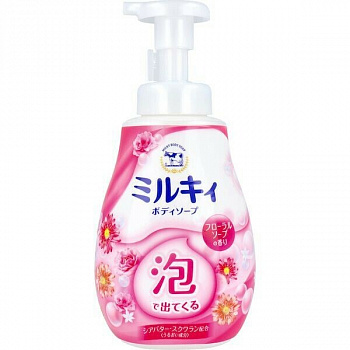 COW Увлажняющее жидкое мыло-пенка для тела с цветочным ароматом Milky Body Soap 600 мл