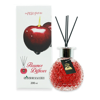 Sandokkaebi Жидкий освежитель воздуха "Aroma Diffuser" (стеклянный флакон + палочки / черешня) 200 мл