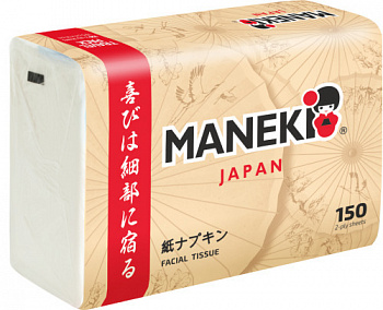 Maneki Салфетки бумажные KABI 2 слоя белые 150 шт