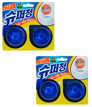 НАБОР таблетки очиститель для бачка унитаза, с эффектом окрашивания воды, Sandokkaebi Super Chang, 2х40гр 2 упаковки