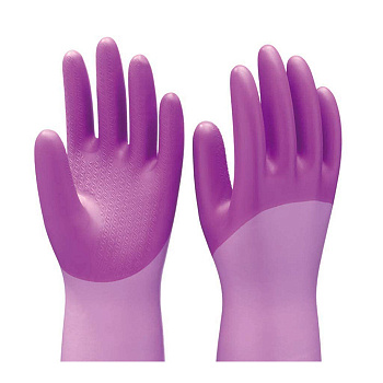 ST Перчатки виниловые, плотные, прочные "Family" размер L (пурпурные), одна пара