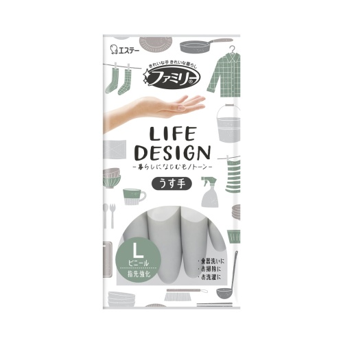 ST Виниловые перчатки "Family Life Design" (тонкие без внутреннего покрытия с уплотнением на кончиках пальцев + противовирусная защита) РАЗМЕР L, 1 пара