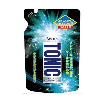 Nihon Detergent Охлаждающий шампунь 2 в 1 с кондиционером-тоником "Wins Rinse in Tonic Shampoо" 340 г (мягкая упаковка)