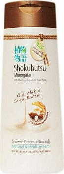 Lion Shokubutsu Крем-гель для душа Oat Milk (Овсяное молочко и масло Ши), 200 мл