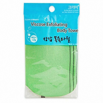 Sungbo Cleamy Мочалка для тела из вискозы "Viscose Back Bath Towel" (жесткая, массажная), размер (28 х 90 см)