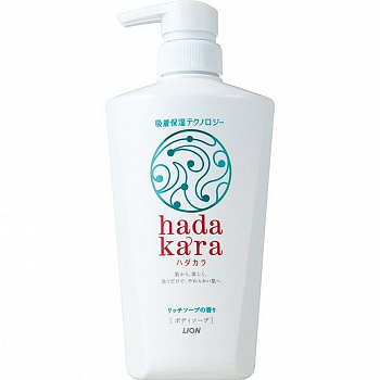 LION Увлажняющее жидкое мыло "Hadakara" для тела с ароматом дорогого мыла (для нормальной кожи) 500 мл, флакон