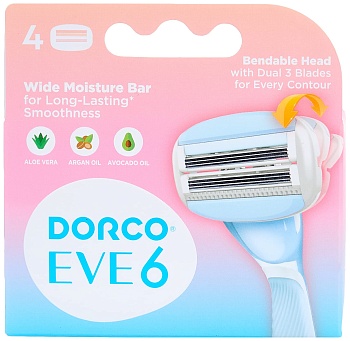 Dorco ЕVE 6 (4 шт) NEW кассеты Женские, 3+3 лезвия, сгибаемая кассета, LSXC1040