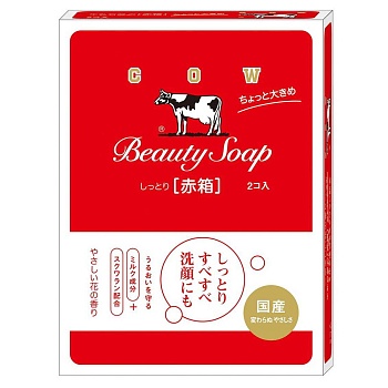 COW Молочное увлажняющее туалетное мыло с пудровым ароматом роз «Beauty Soap» (кусок 125 г х 2 шт.)