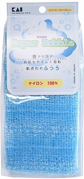 Kai-Razor мочалка для тела "Supper Bubble", массажная, средней жесткости, цвет: голубой