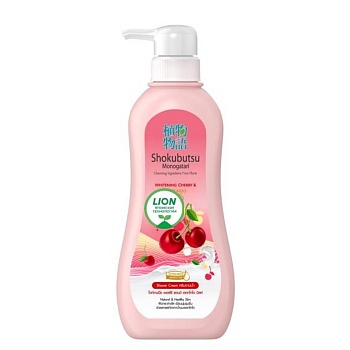 Lion Shokubutsu Monogotari Крем-гель для душа, вишня с молоком, 500 мл