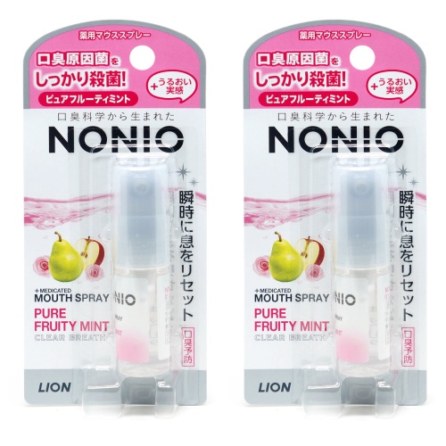 Набор Спрей Lion Nonio для свежего дыхания и предотвращения неприятного запаха изо рта, аромат фруктов и мяты 2шт по 5мл