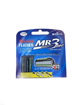 Запасные кассеты Feather F-System MR3 Neo, с тройным лезвием для любых станков марки Feather, 5шт