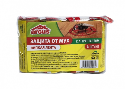 ARGUS Липкая лента от мух  4 шт (в пленке)